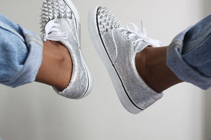 DIY Glitter Sneakers // Inspired by Miu Miu Embellished Shoes