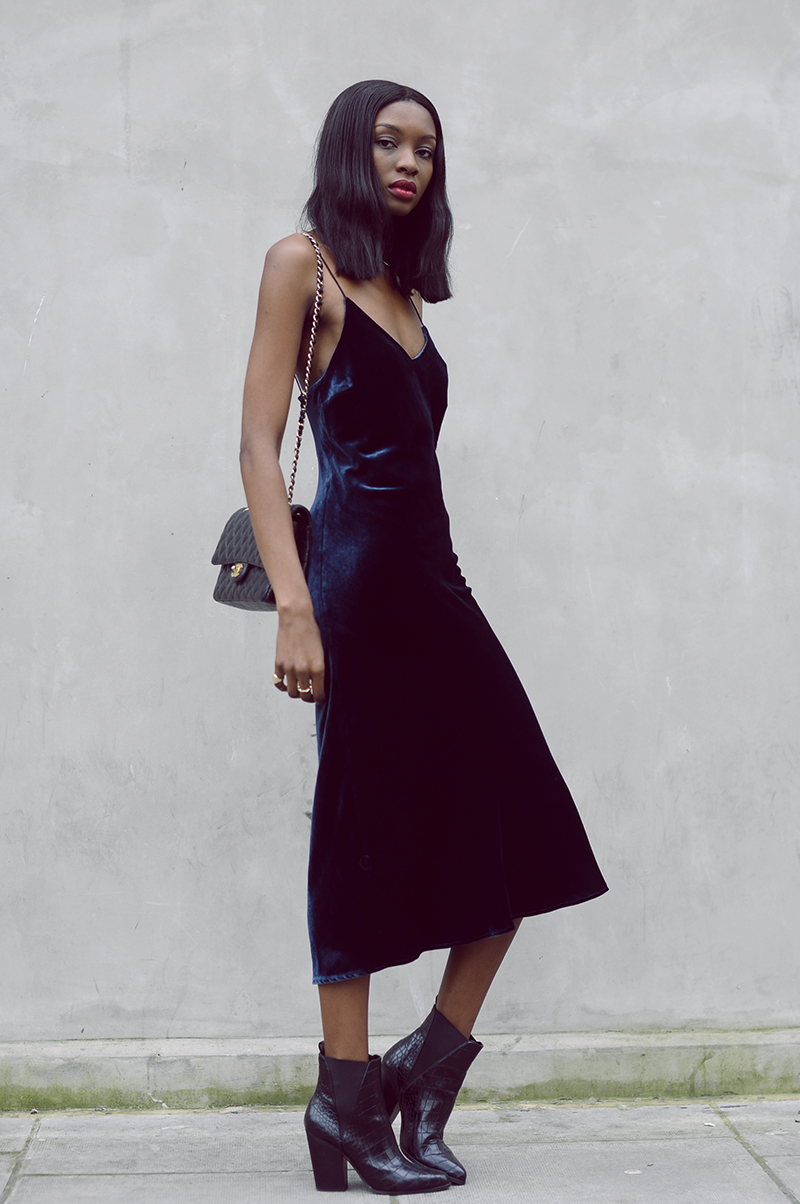 zara blue slip dress