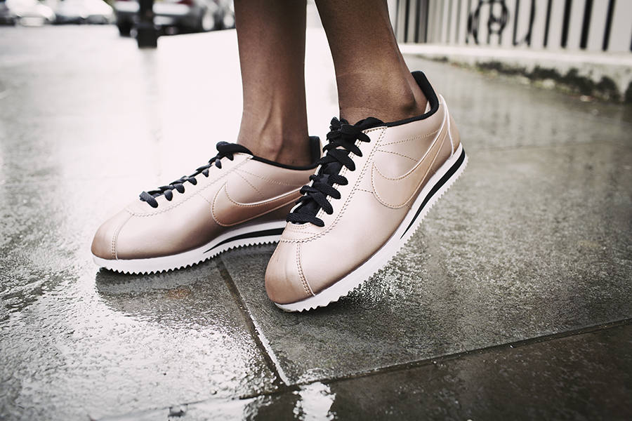 nike cortez rose gold and black