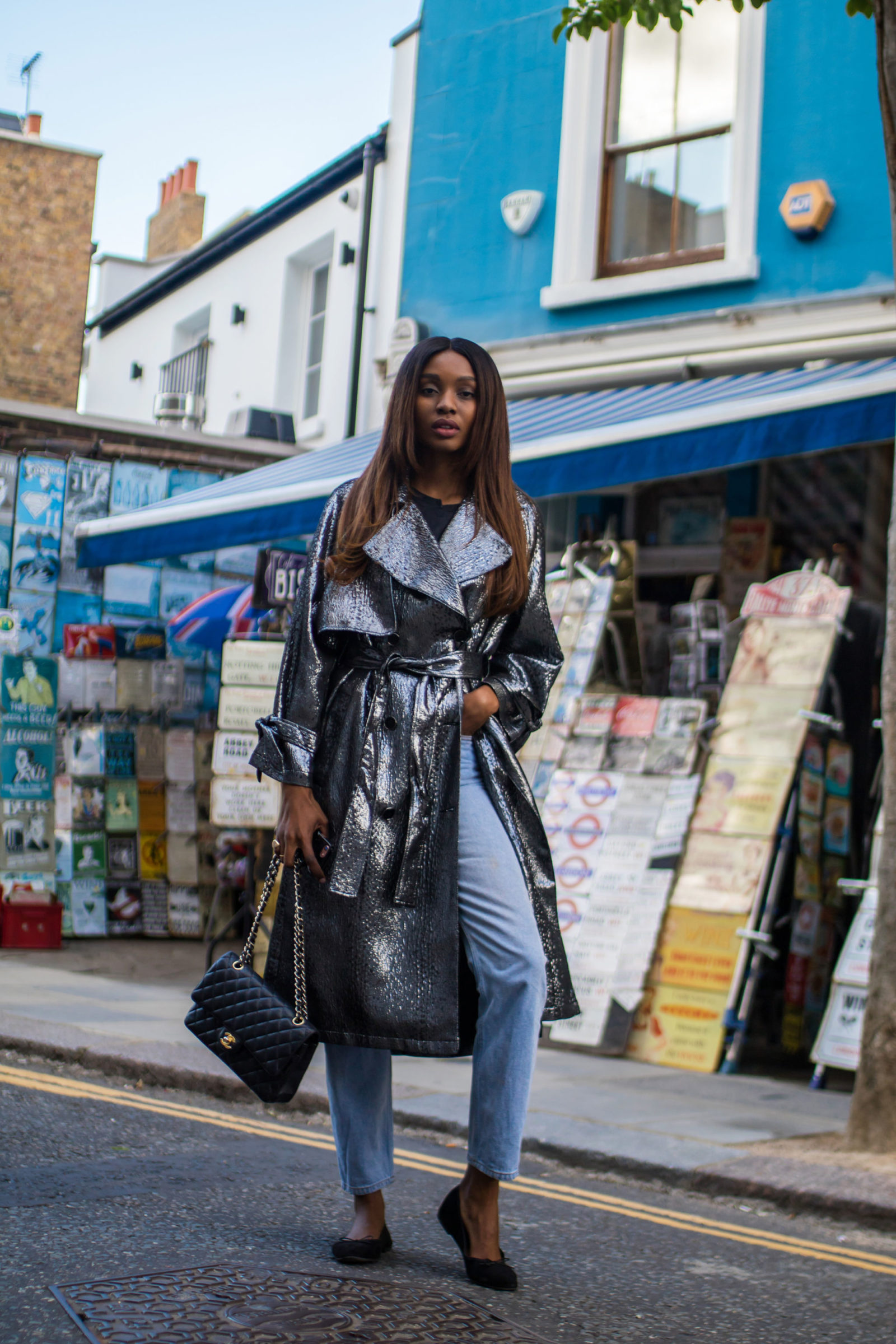 topshop Metallic Trench Coat