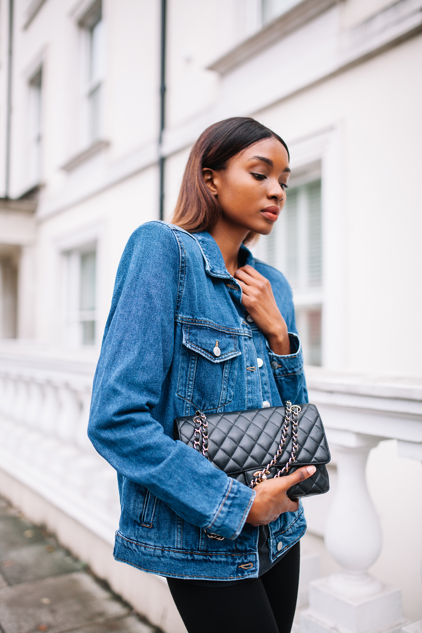 Padded Shoulder Denim Jacket