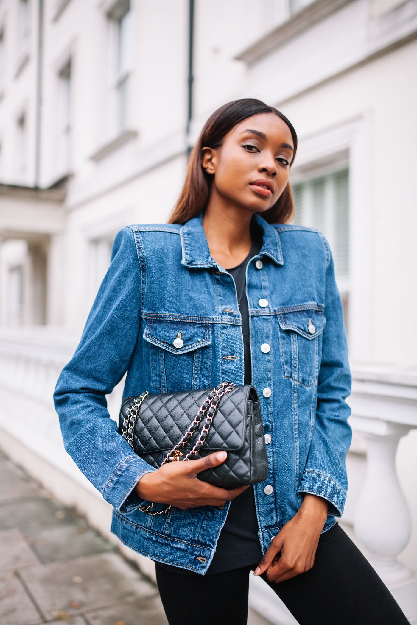 Bershka Shoulder Pad Detail Denim Jacket