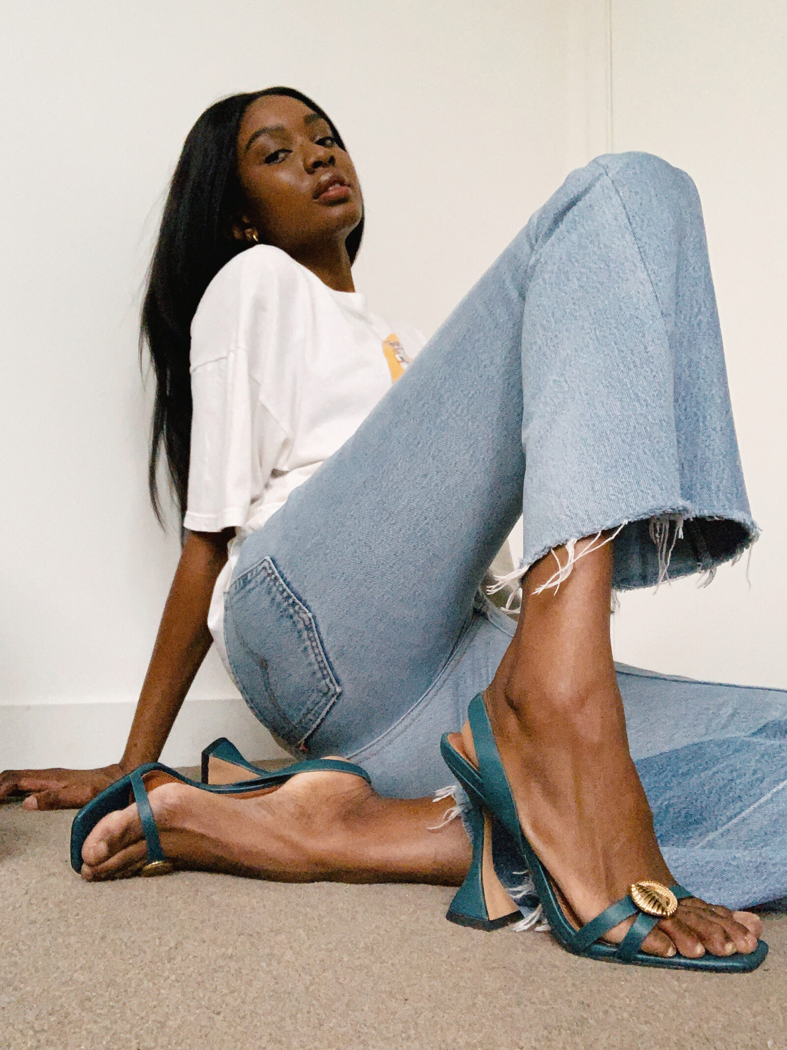 ASOS DESIGN Nardo barely there heeled sandals in teal